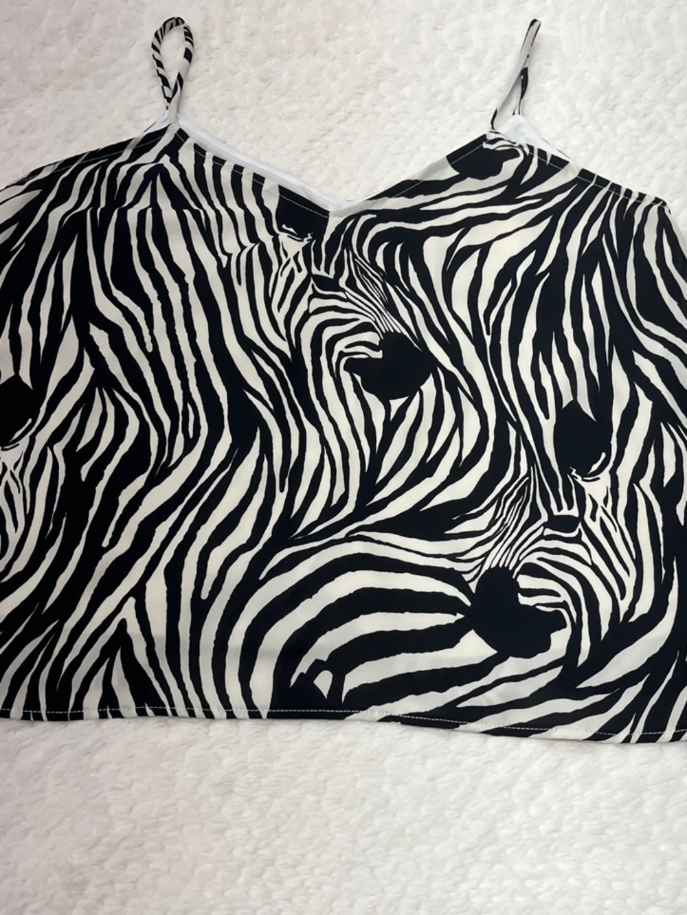 Zebra Print Spaghetti Strap Camisole - Black & White New With Tags Size Large